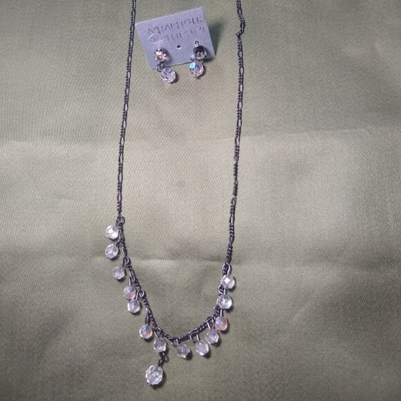 NWOT Bonnie J necklace & earrings SET  multi-colored faceted drops - Picture 1 of 7